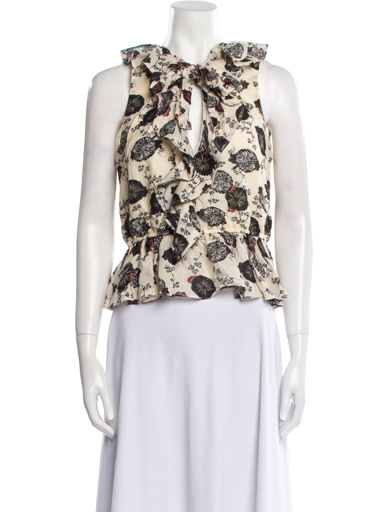 Ulla Johnson Floral Print V-Neck Crop Top