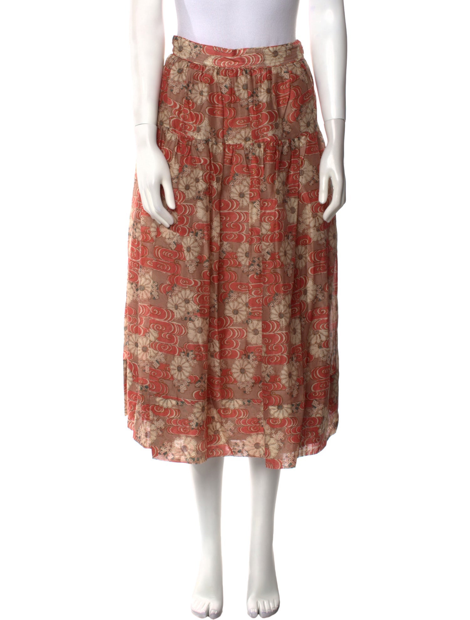 Ulla Johnson Floral Print Midi Length Skirt