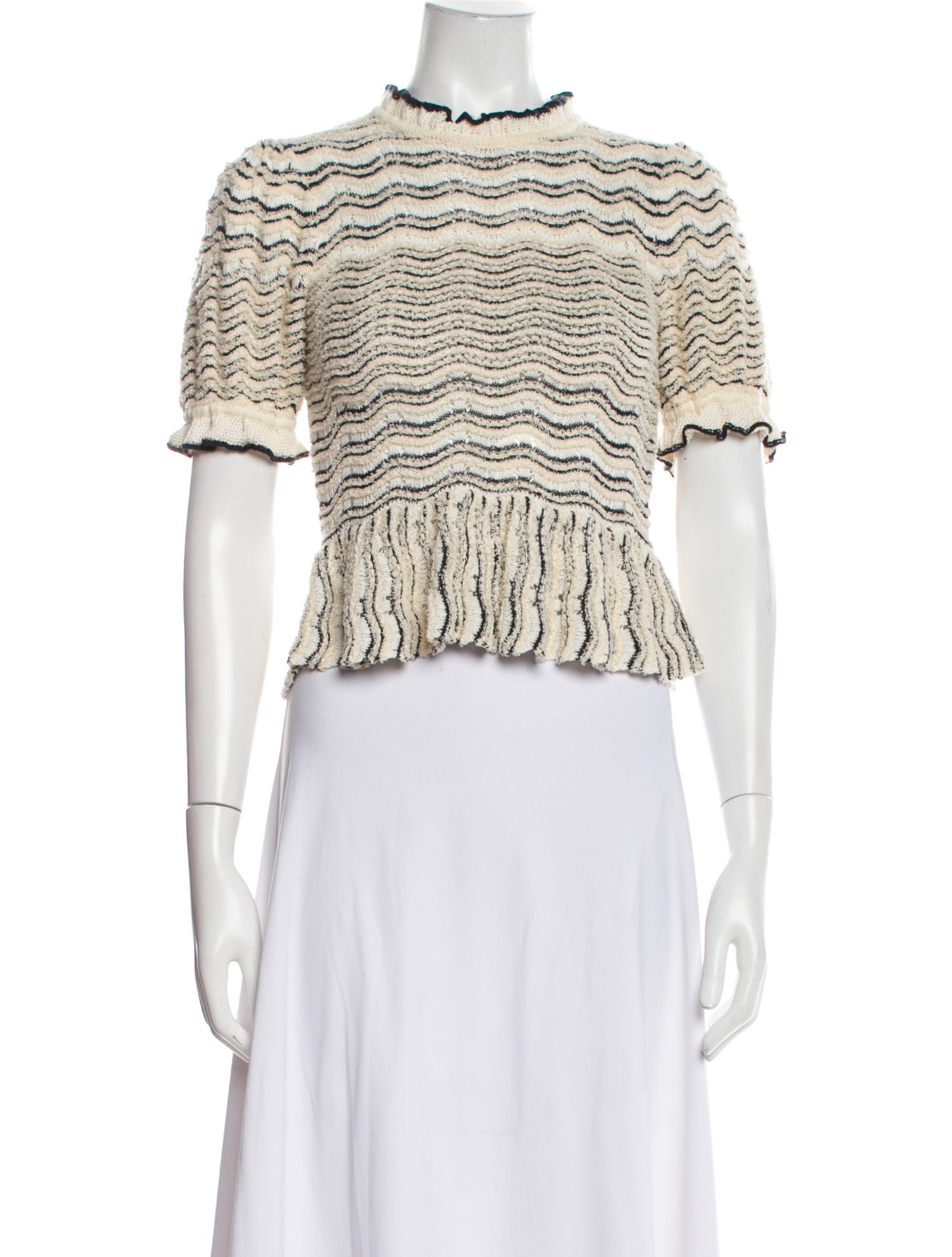 Ulla Johnson Striped Mock Neck Crop Top