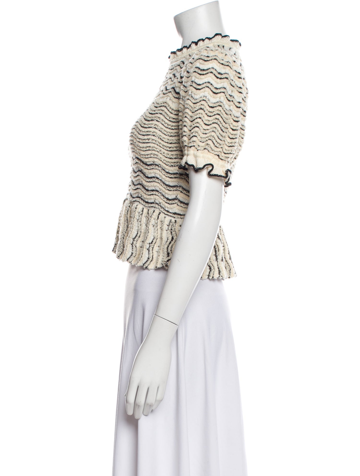 Ulla Johnson Striped Mock Neck Crop Top