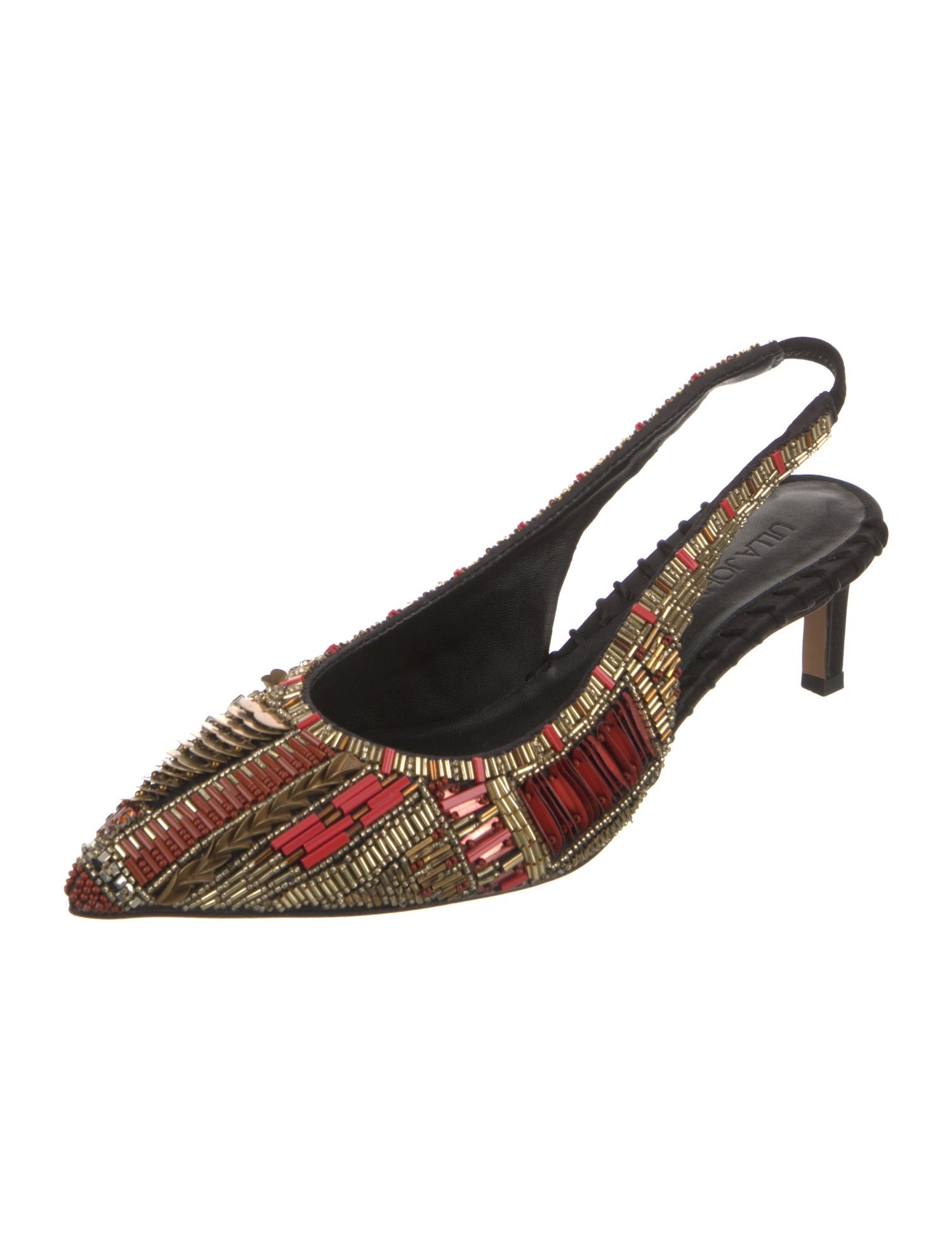 Ulla Johnson Printed Sequin Embellishments Slingback Pumps