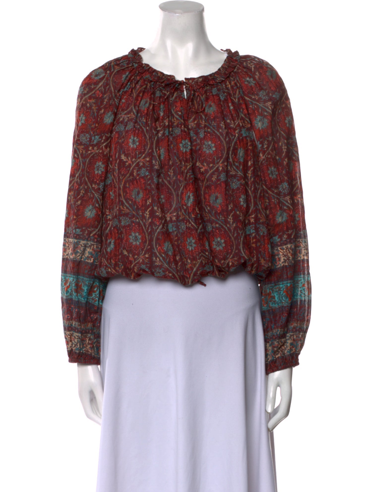 Ulla Johnson Floral Print Crew Neck Crop Top