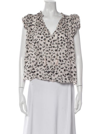 Ulla Johnson Floral Print V-Neck Blouse