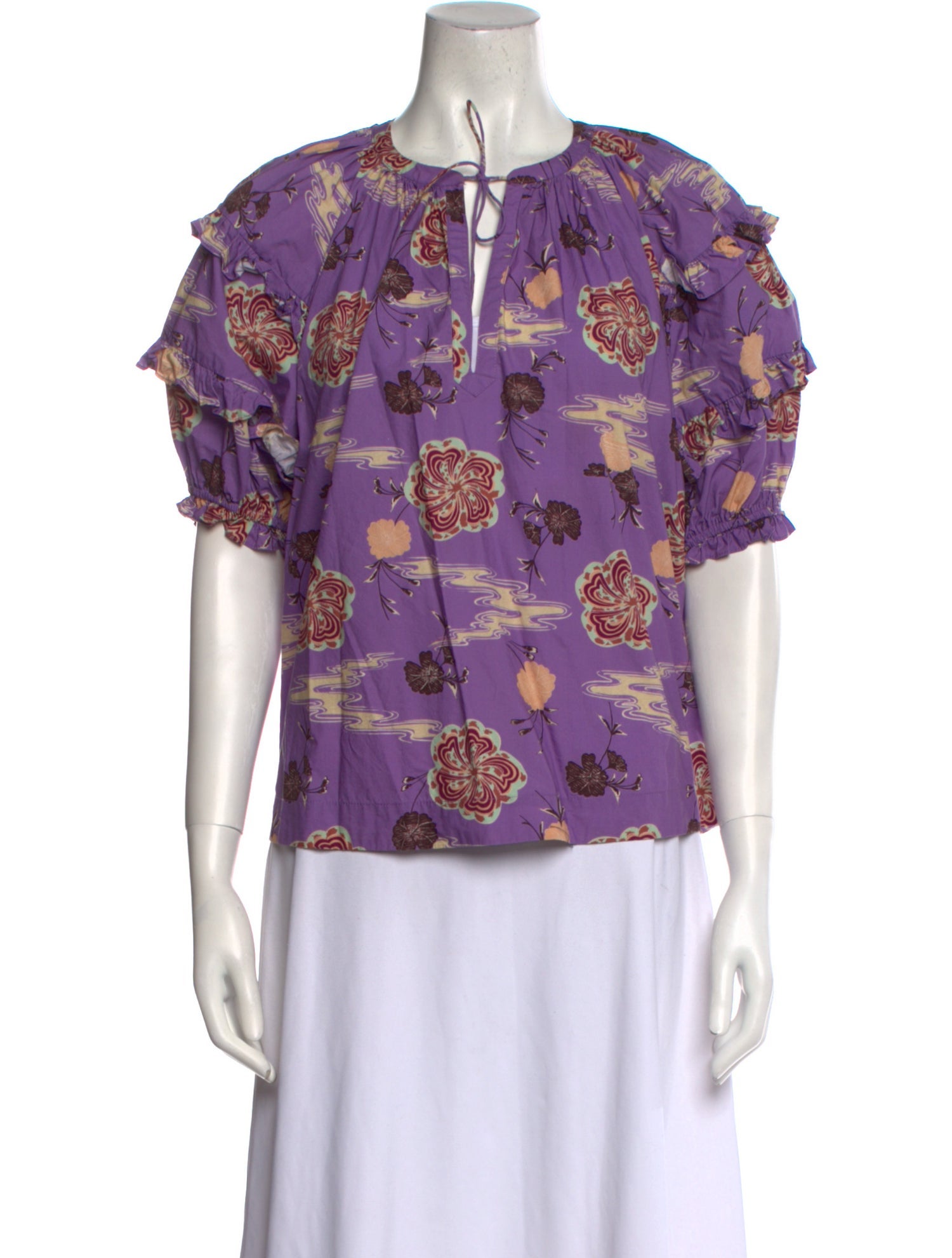 Ulla Johnson Floral Print Crew Neck Blouse