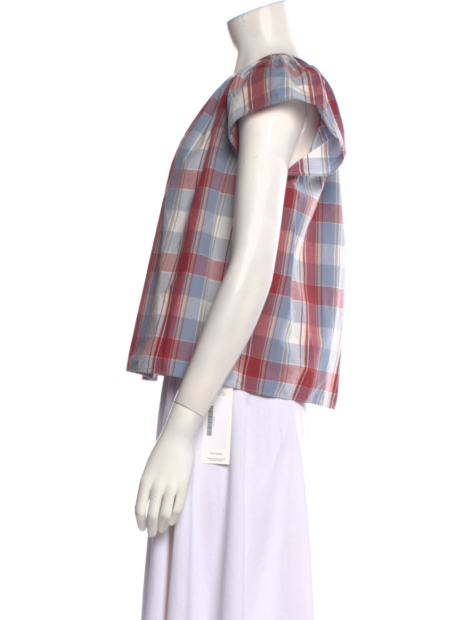 Ulla Johnson Plaid Print Crew Neck Blouse