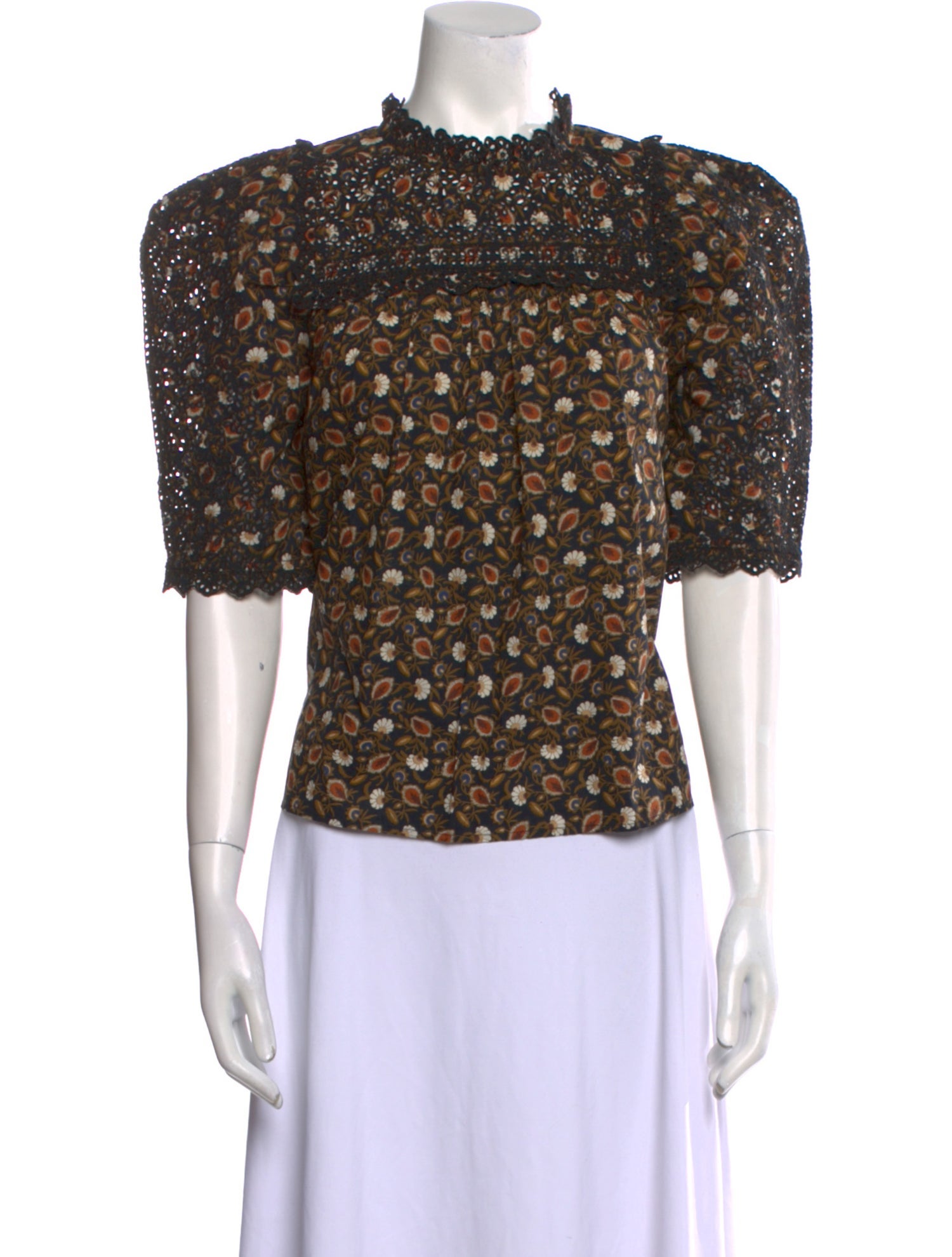 Ulla Johnson Floral Print Mock Neck Blouse