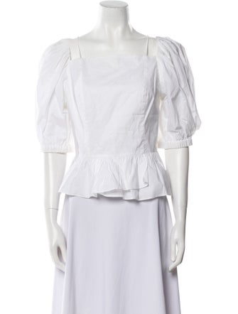 Ulla Johnson Square Neckline Three-Quarter Sleeve Crop Top