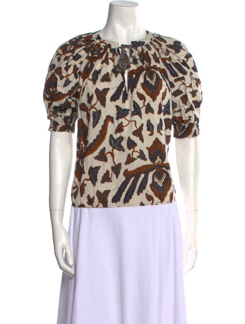 Ulla Johnson Printed Crew Neck Blouse