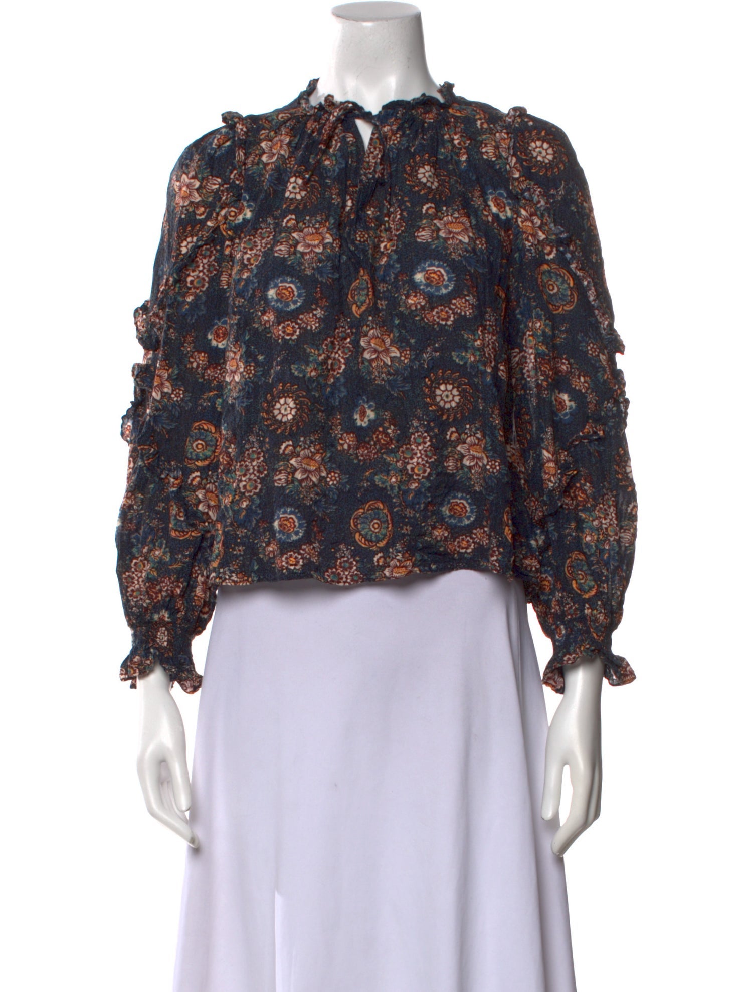 Ulla Johnson Floral Print Mock Neck Blouse
