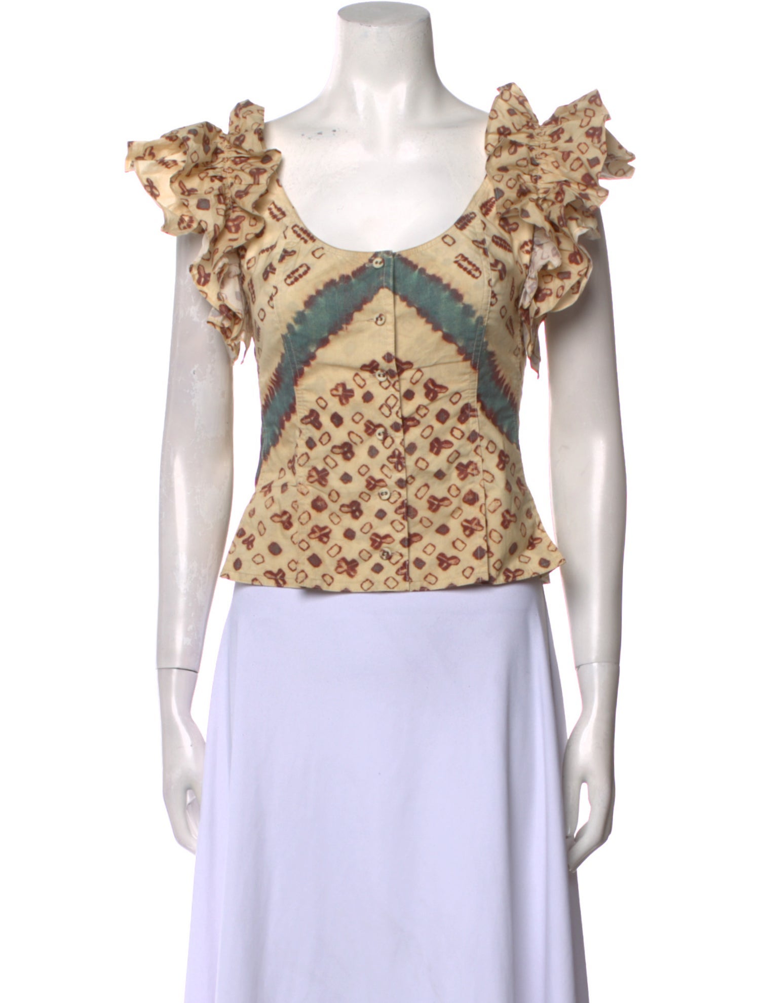 Ulla Johnson Printed V-Neck Crop Top