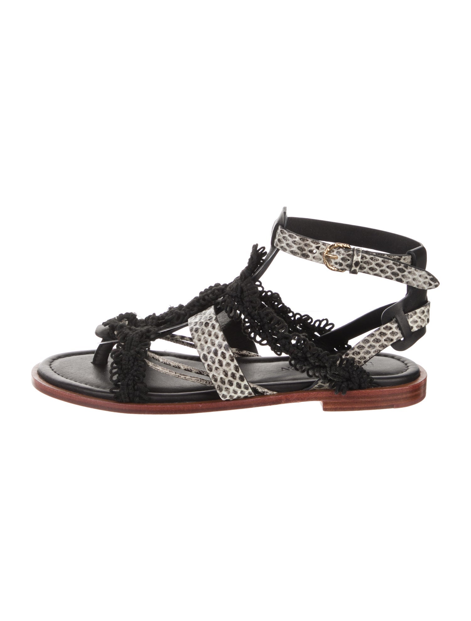 Ulla Johnson Leather Animal Print Gladiator Sandals