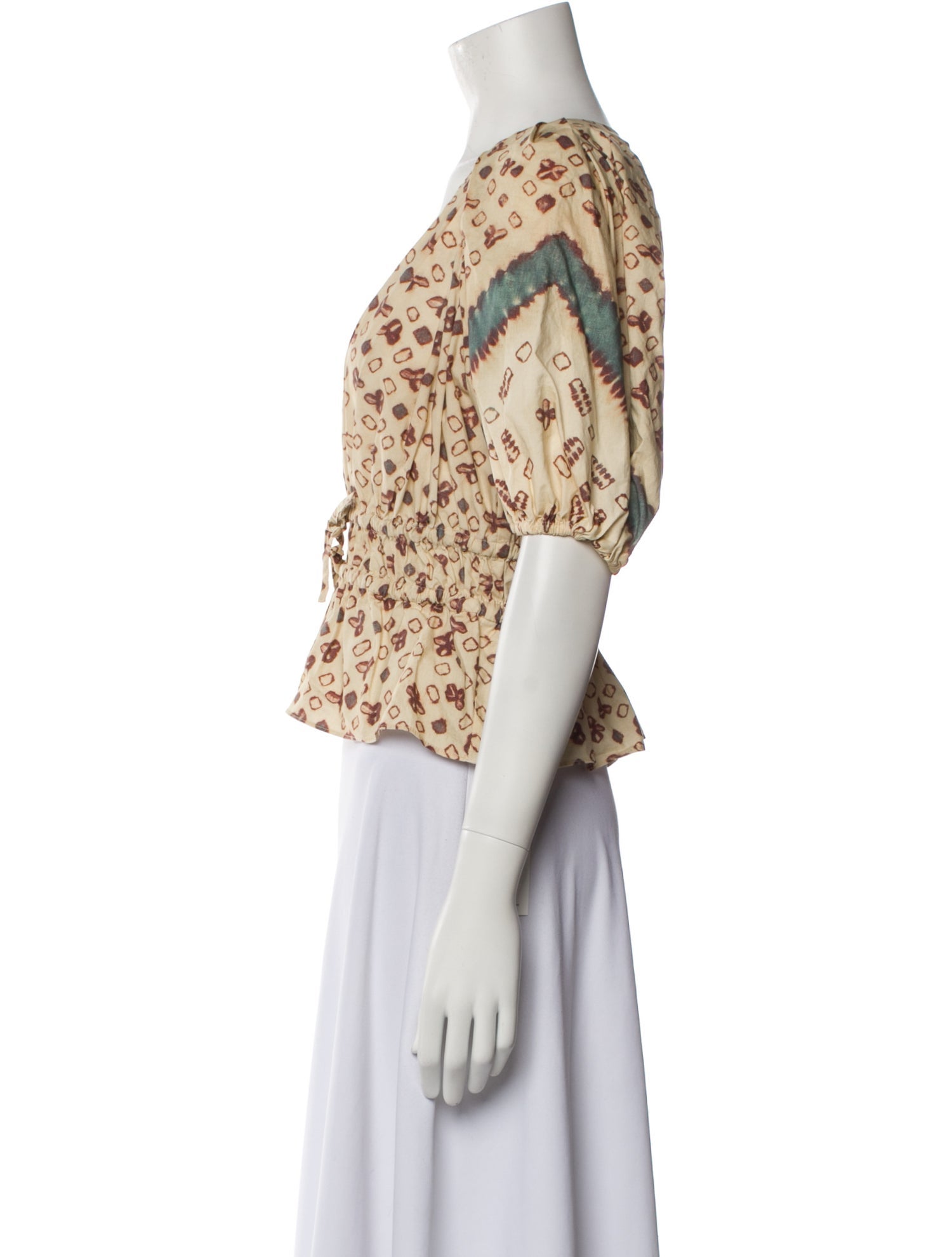 Ulla Johnson Printed V-Neck Crop Top