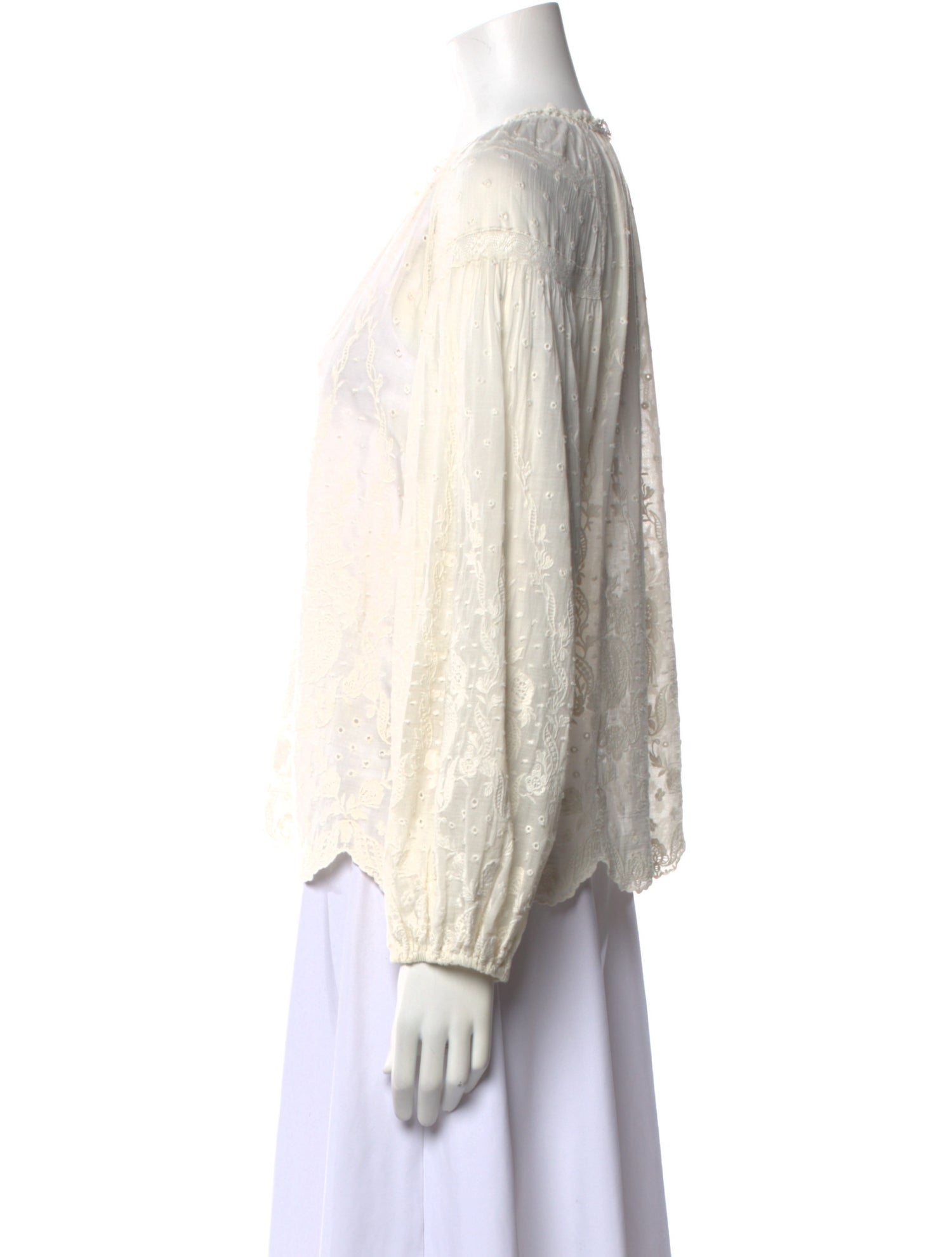 Ulla Johnson Lace Pattern V-Neck Blouse