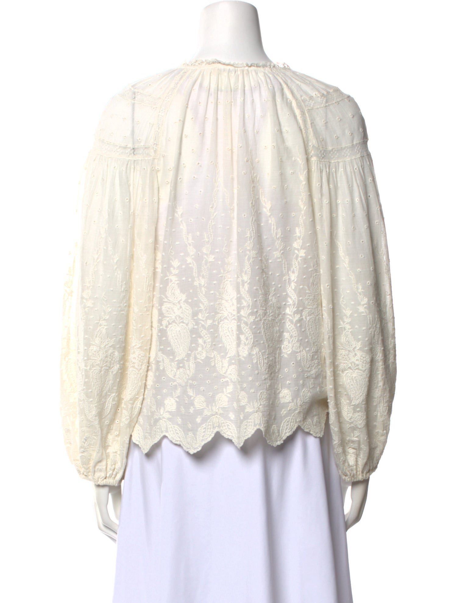 Ulla Johnson Lace Pattern V-Neck Blouse