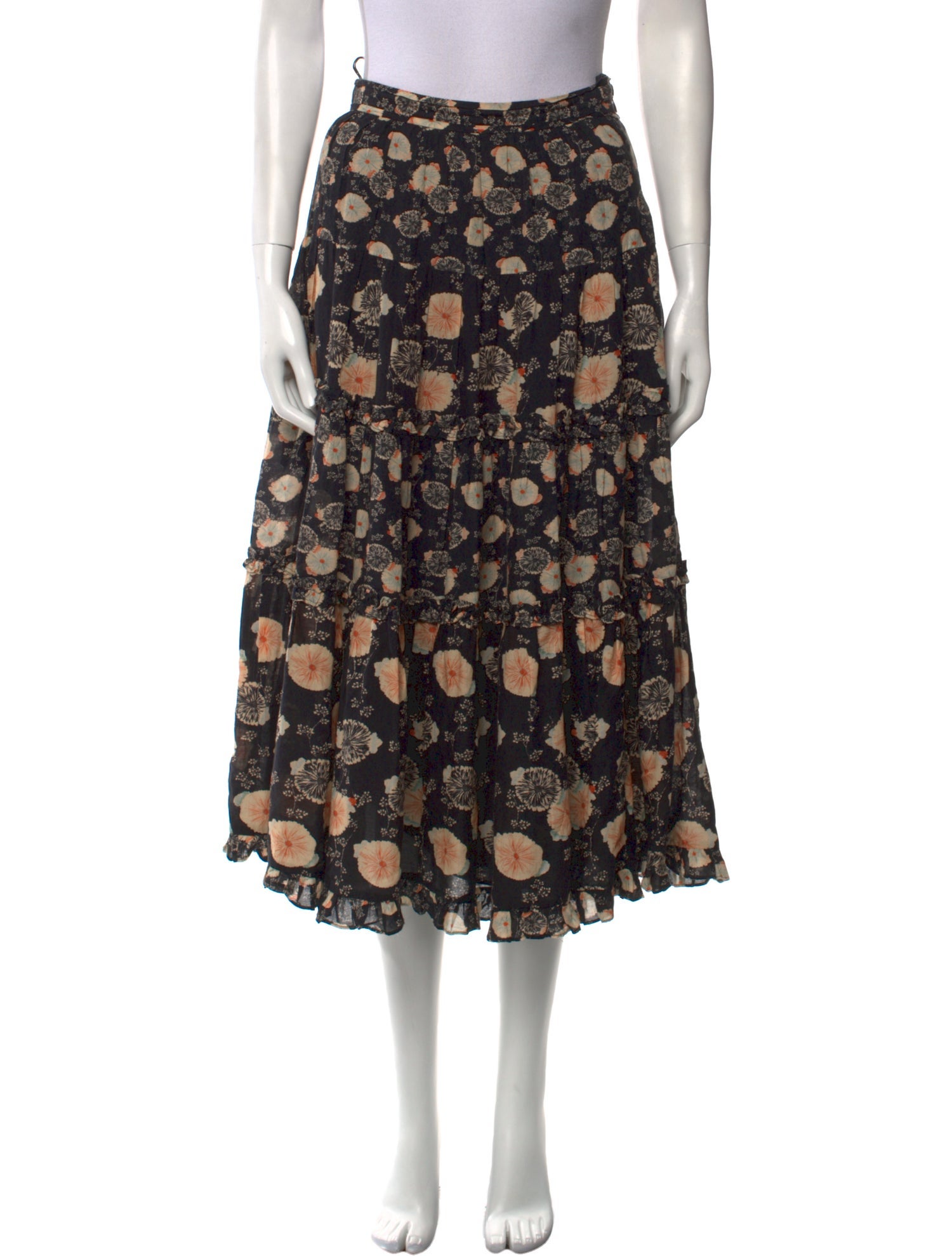 Ulla Johnson Floral Print Midi Length Skirt