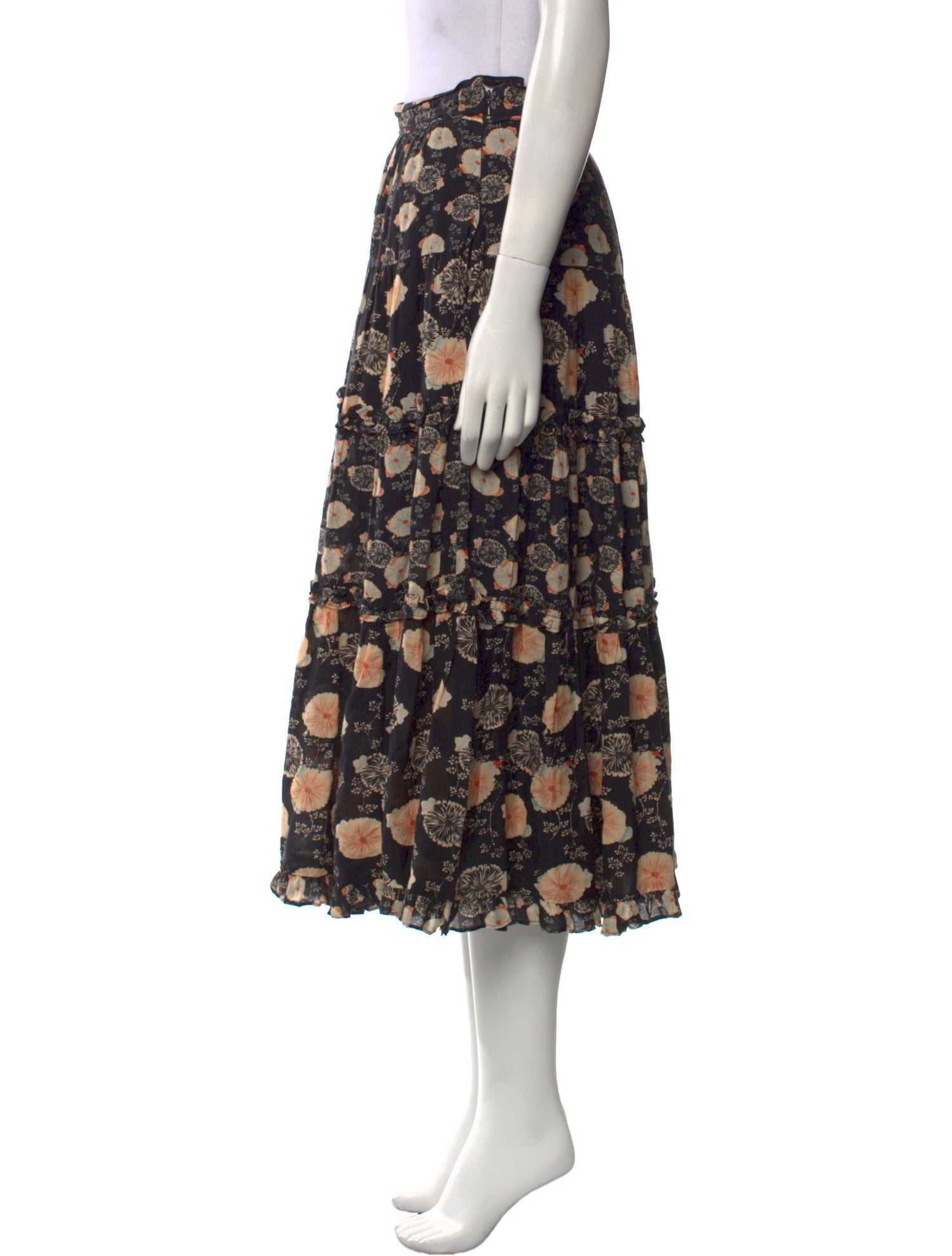 Ulla Johnson Floral Print Midi Length Skirt