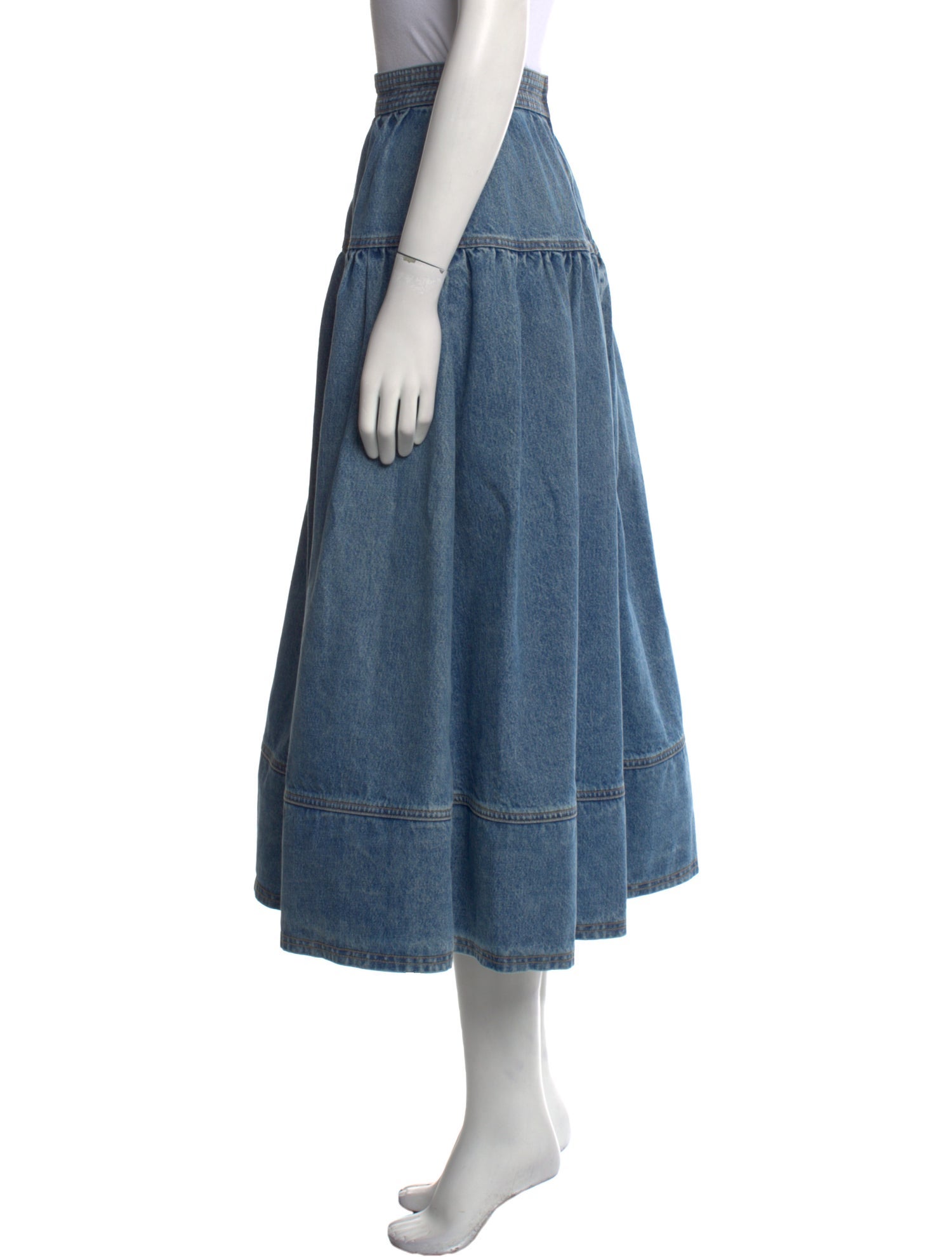 Ulla Johnson Raw-Edge Trim Midi Length Skirt