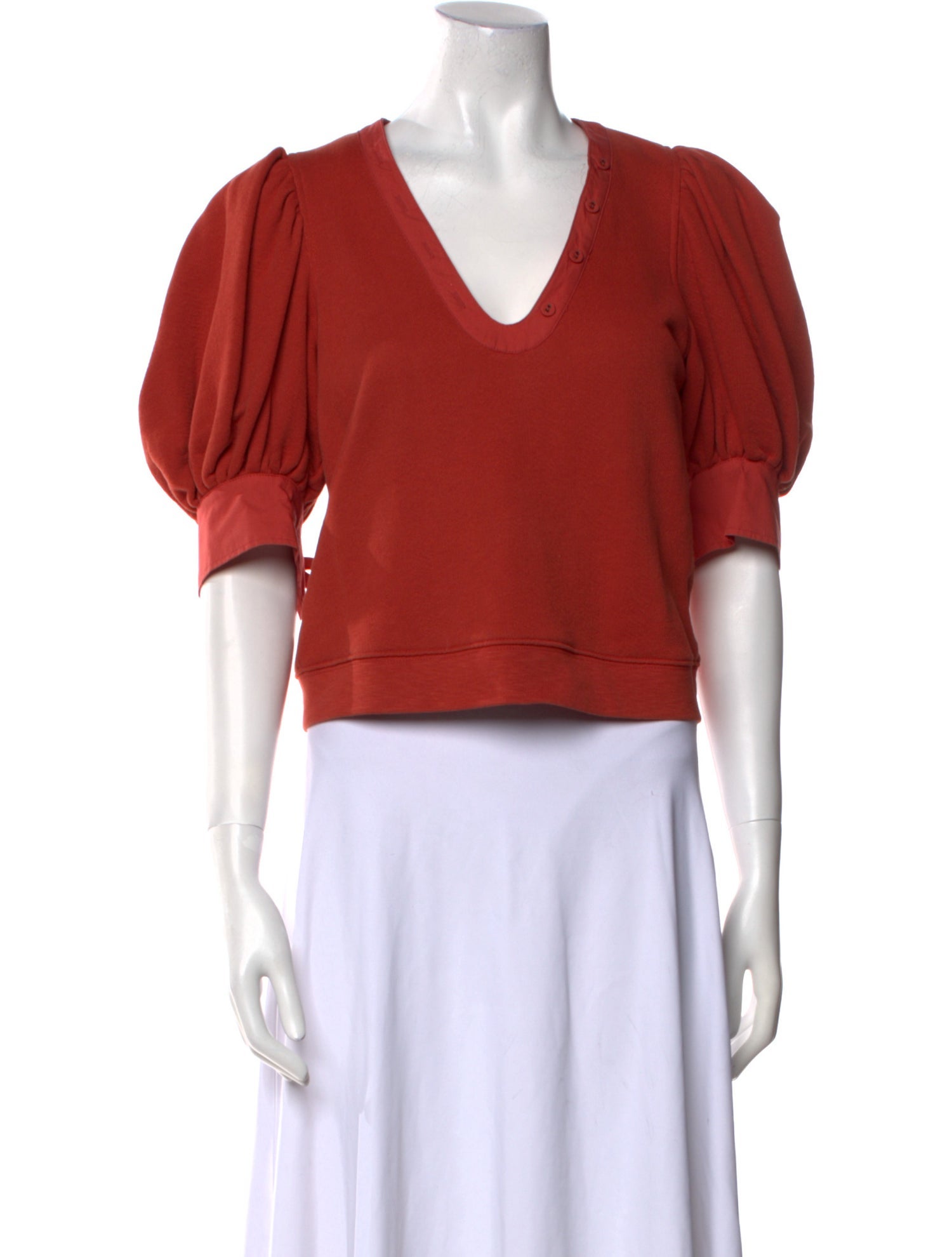 Ulla Johnson V-Neck Short Sleeve Crop Top