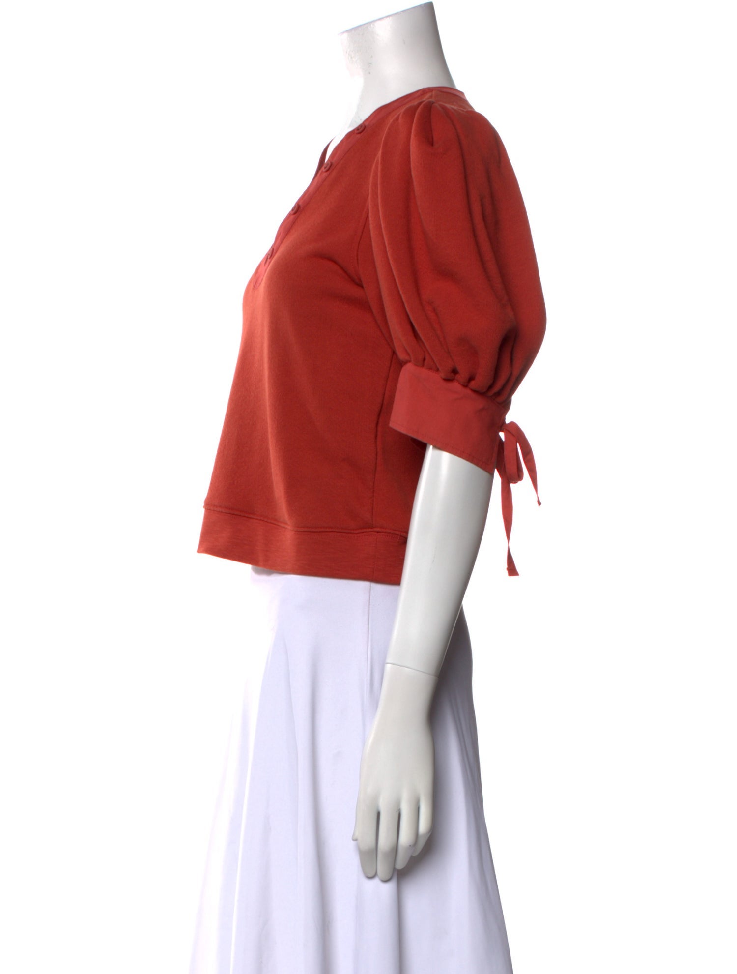 Ulla Johnson V-Neck Short Sleeve Crop Top