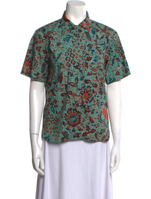 Ulla Johnson Printed Short Sleeve Button-Up Top