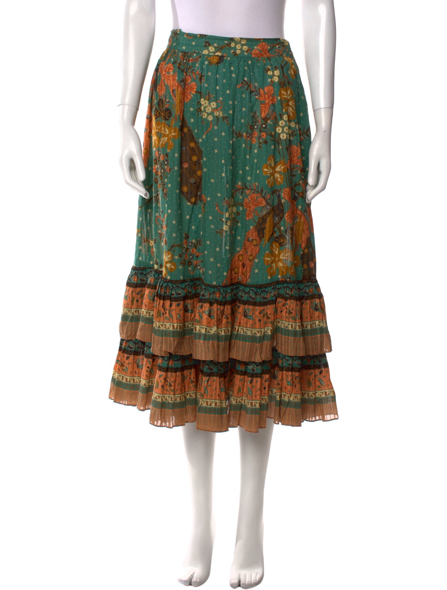 Ulla Johnson Floral Print Midi Length Skirt