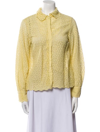 Ulla Johnson Mock Neck Long Sleeve Button-Up Top