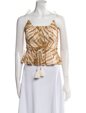 Ulla Johnson Tie-Dye Print Square Neckline Crop Top