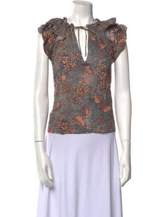 Ulla Johnson Printed V-Neck Blouse