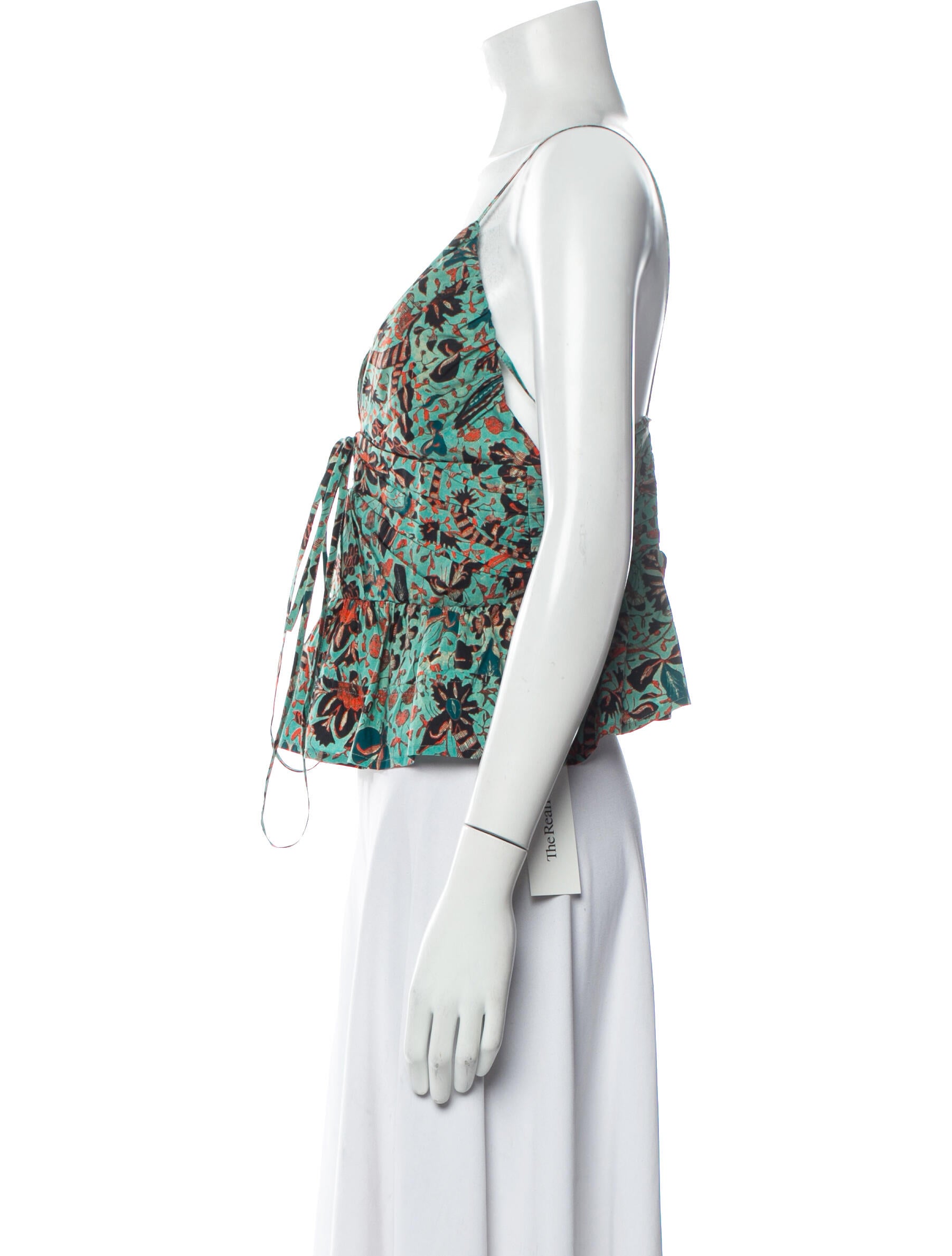 Ulla Johnson Floral Print V-Neck Crop Top