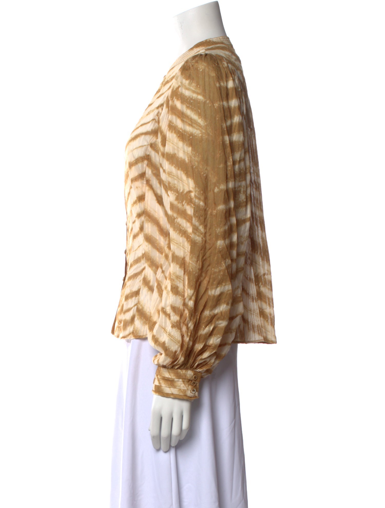 Ulla Johnson Tie-Dye Print Crew Neck Button-Up Top