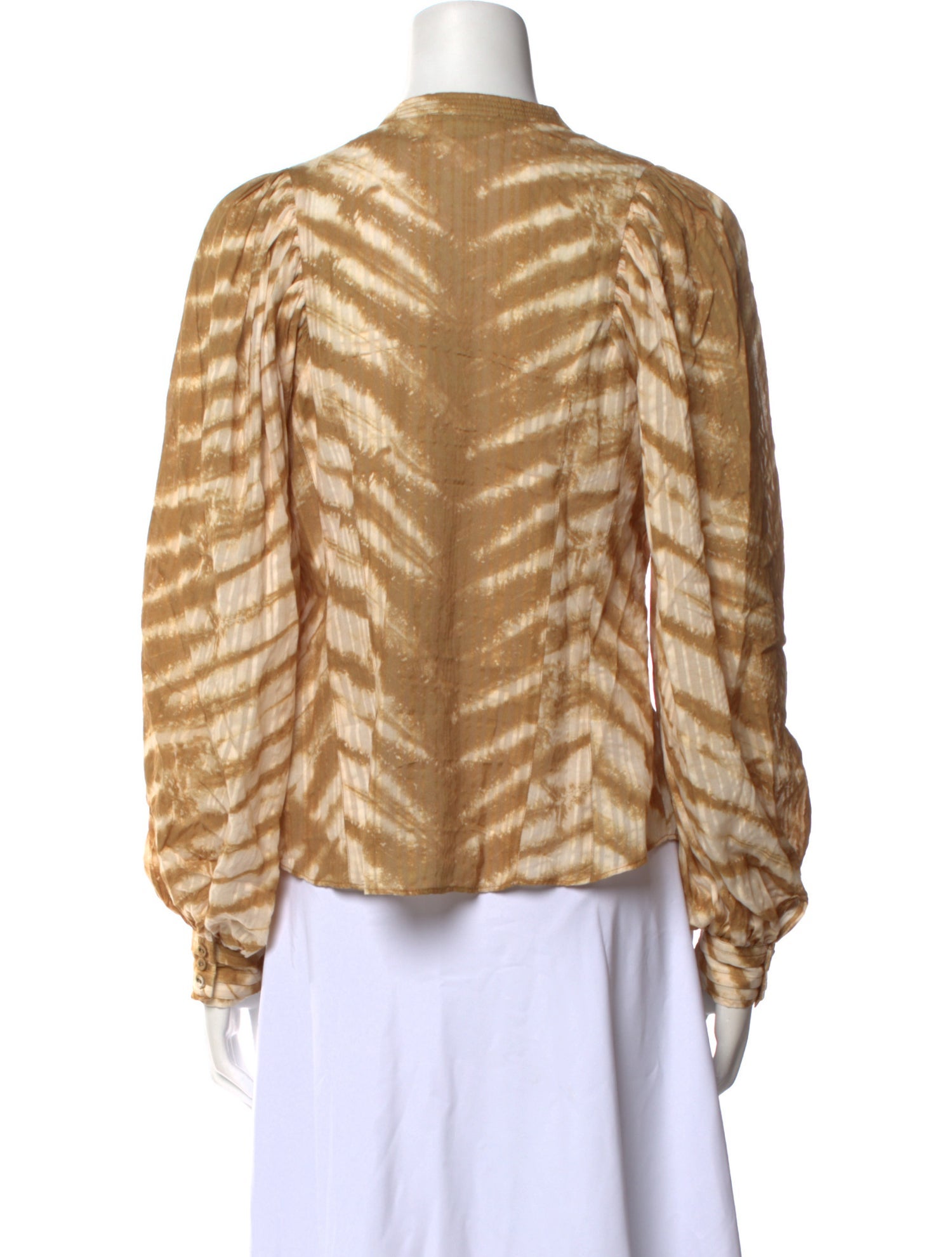 Ulla Johnson Tie-Dye Print Crew Neck Button-Up Top