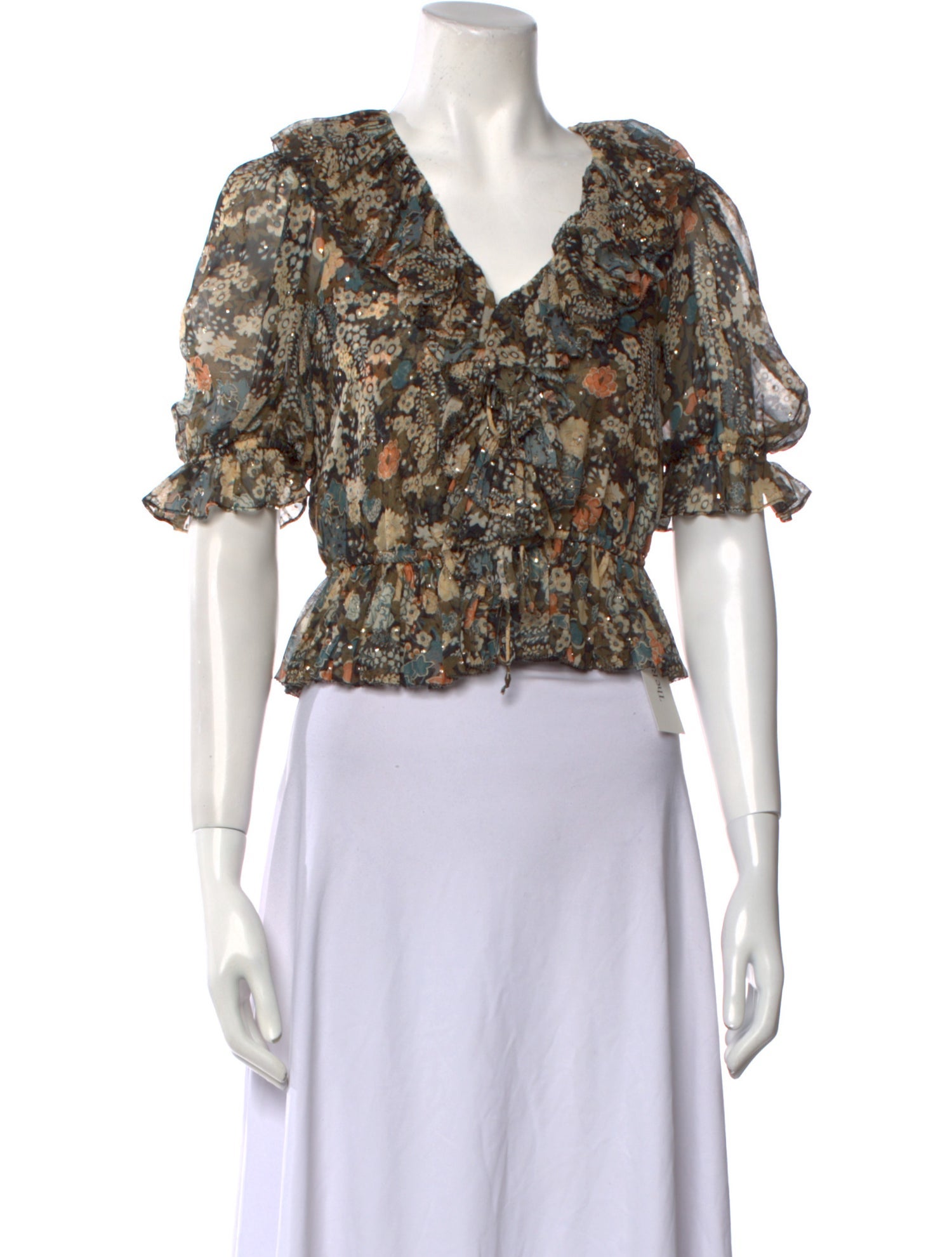 Ulla Johnson Silk Floral Print Crop Top