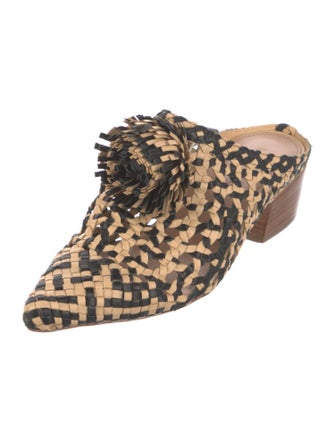 Ulla Johnson Straw Animal Print Mules