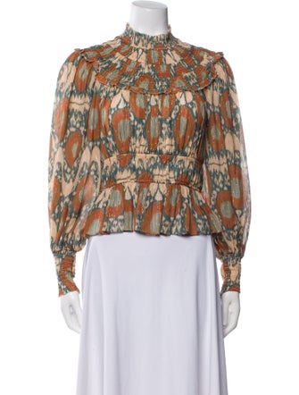 Ulla Johnson Printed Mock Neck Blouse