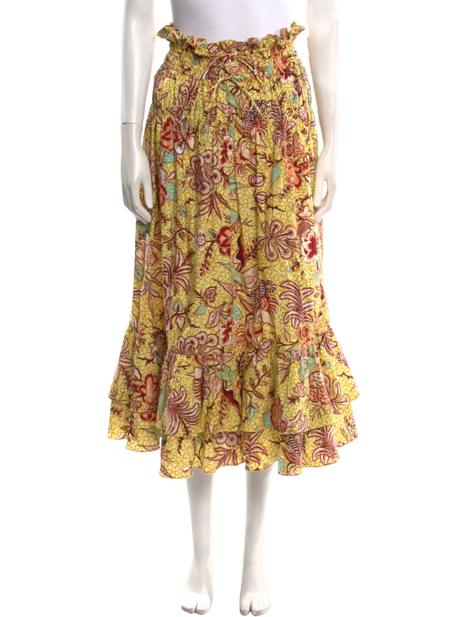 Ulla Johnson Floral Print Midi Length Skirt