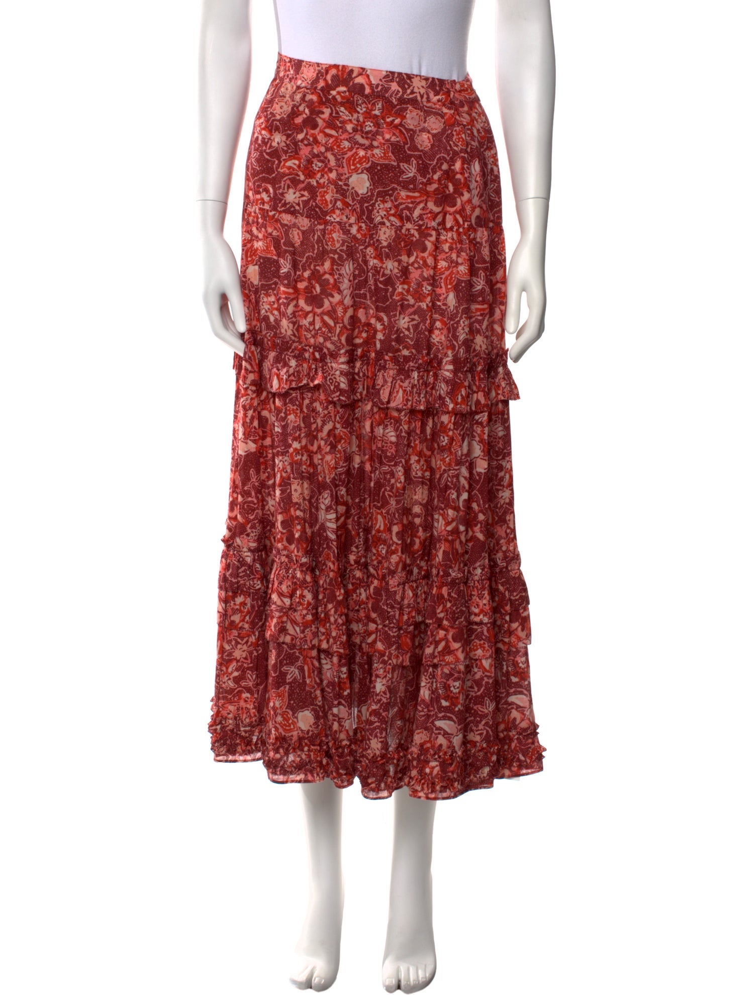 Ulla Johnson Floral Print Midi Length Skirt