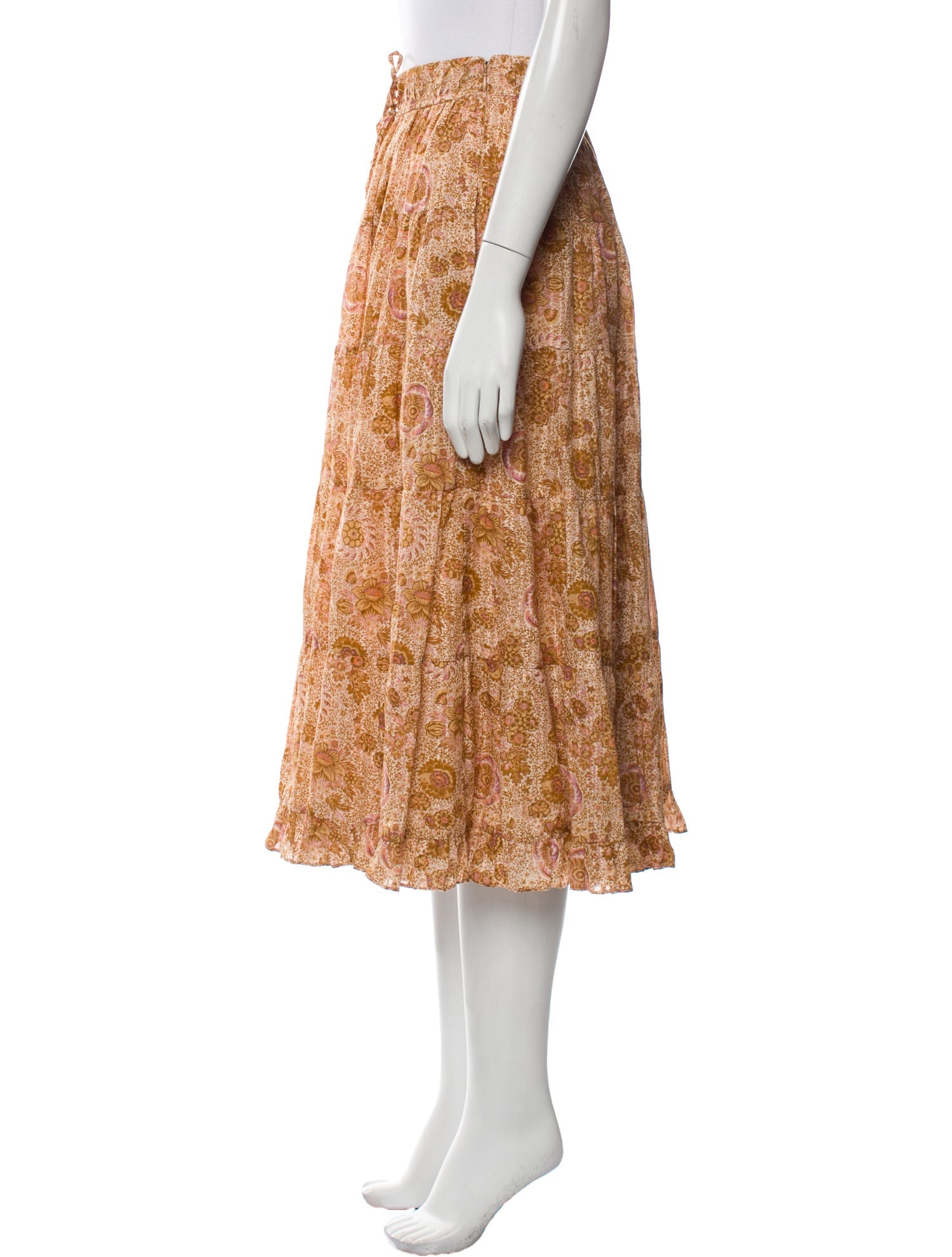 Ulla Johnson Floral Print Midi Length Skirt