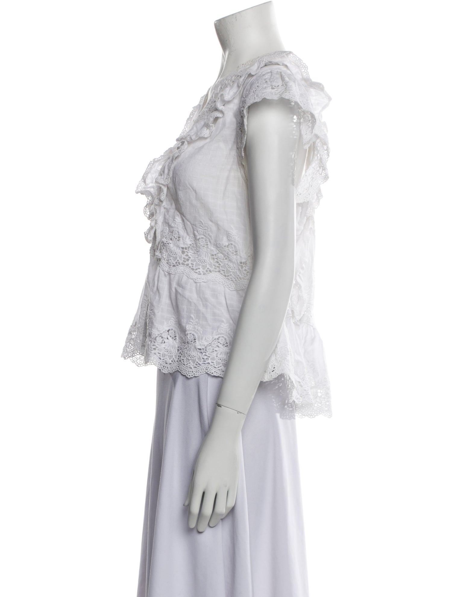 Ulla Johnson Lace Pattern V-Neck Crop Top