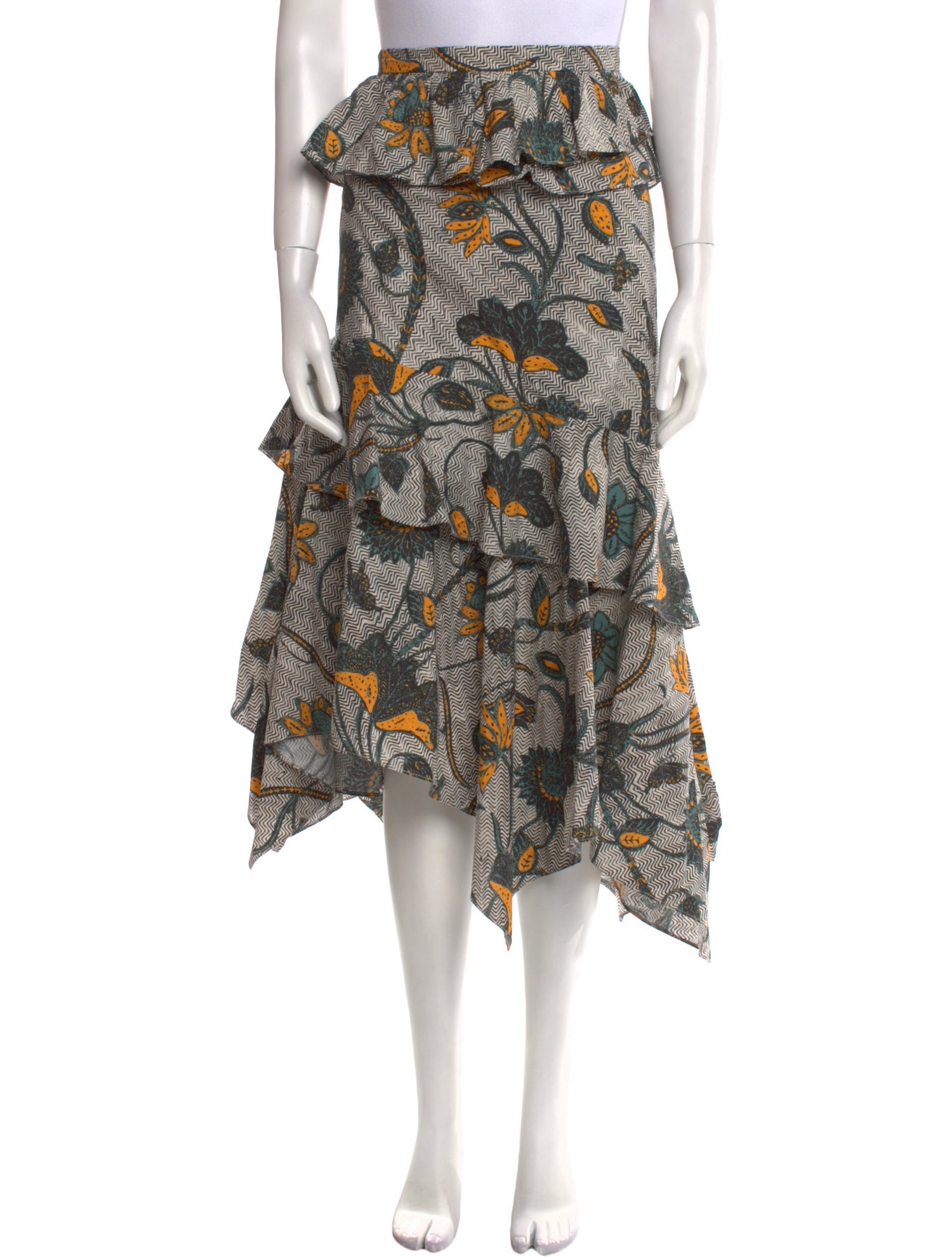 Ulla Johnson Floral Print Midi Length Skirt