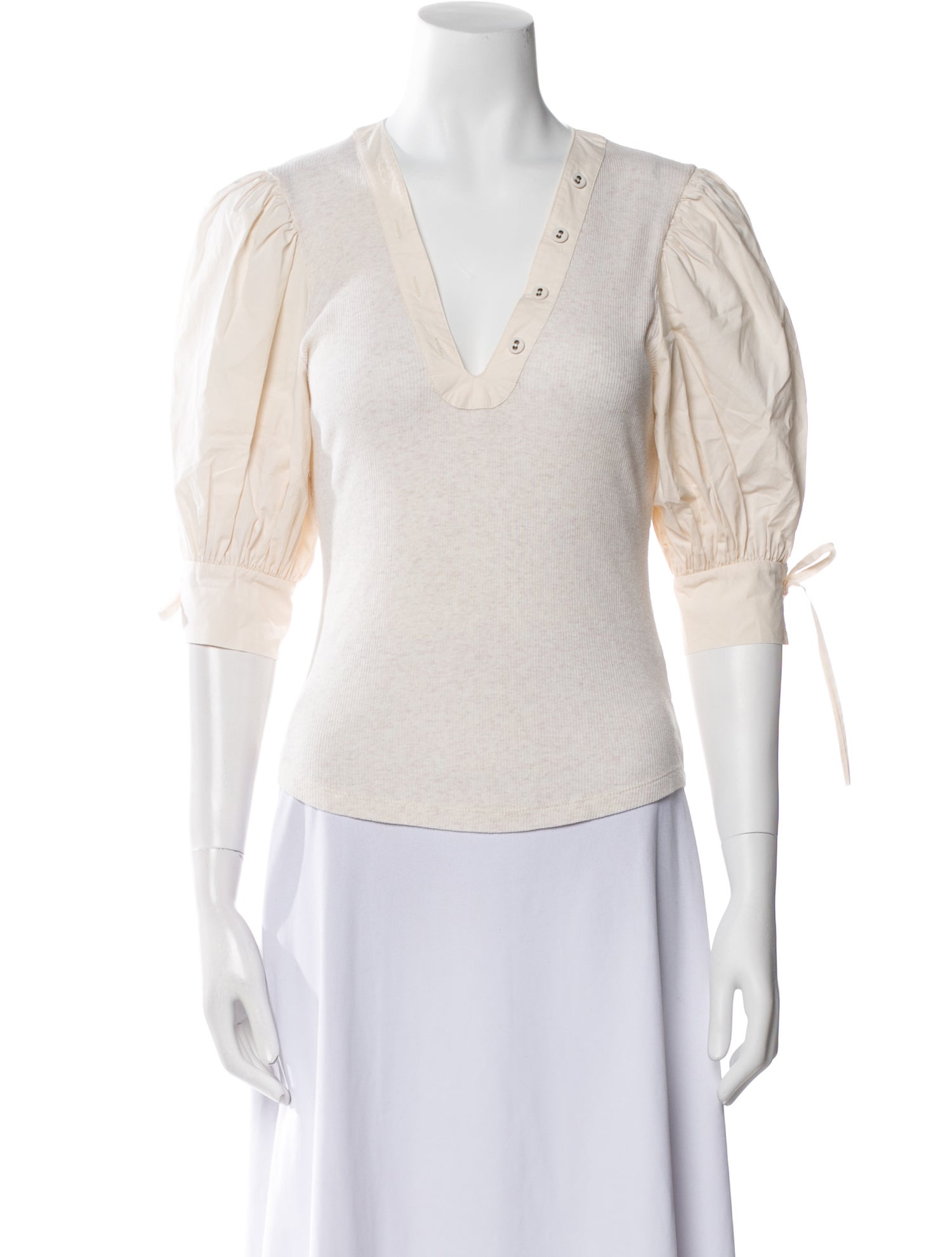 Ulla Johnson V-Neck Three-Quarter Sleeve Blouse