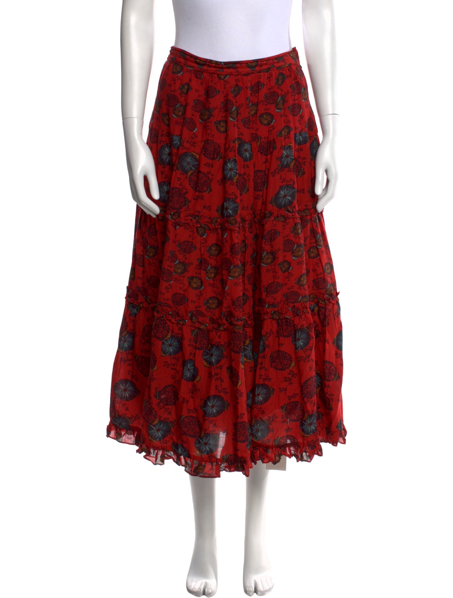 Ulla Johnson Floral Print Midi Length Skirt