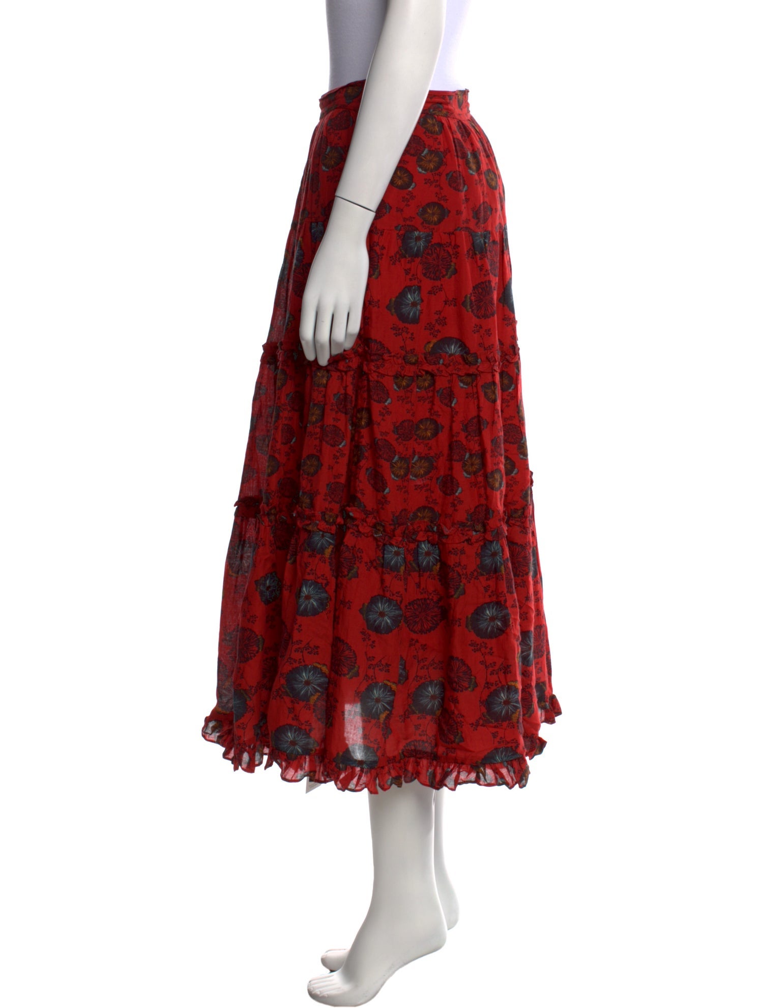 Ulla Johnson Floral Print Midi Length Skirt