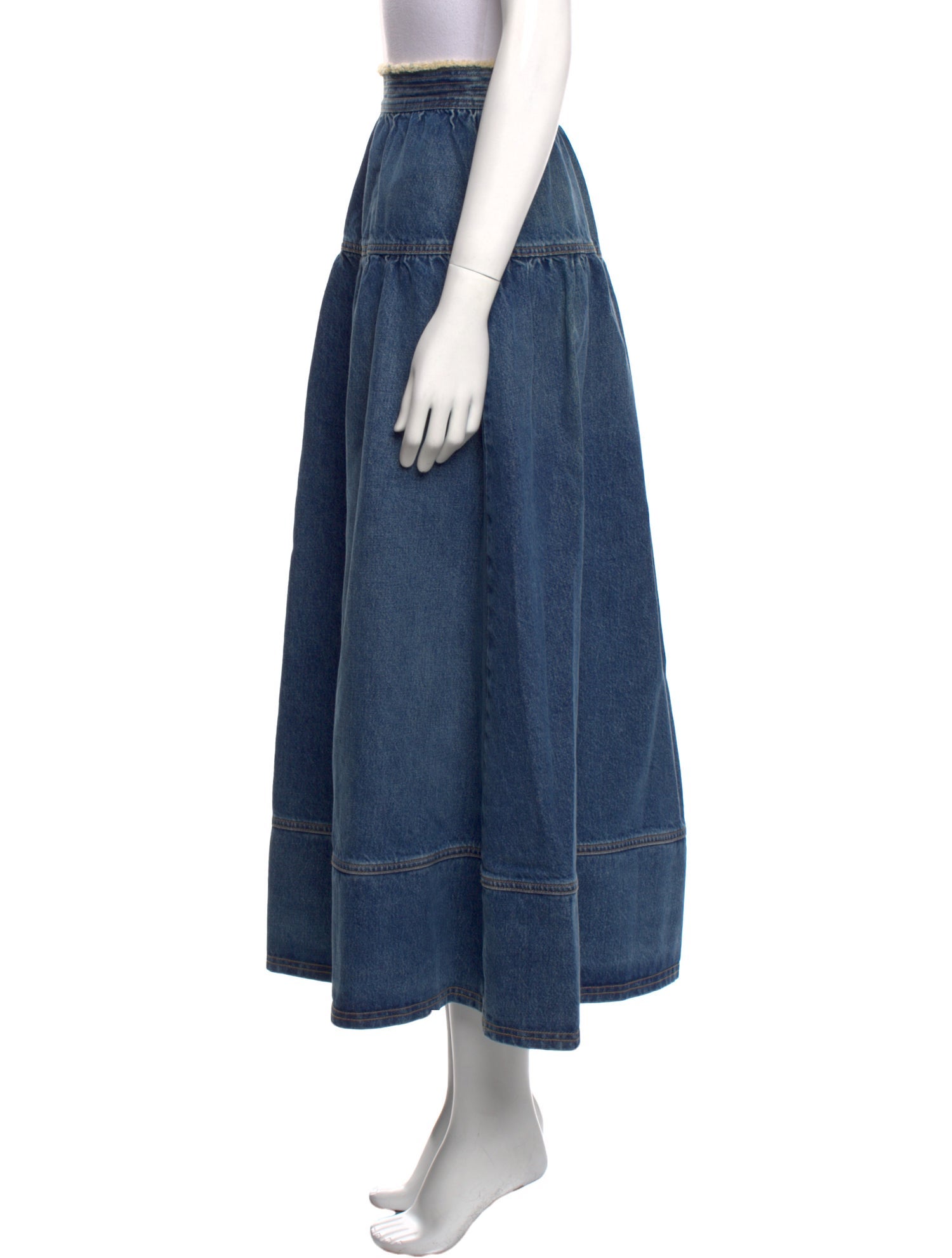 Ulla Johnson Raw-Edge Trim Midi Length Skirt