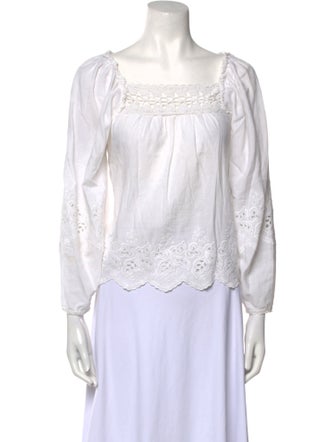 Ulla Johnson Square Neckline Three-Quarter Sleeve Blouse