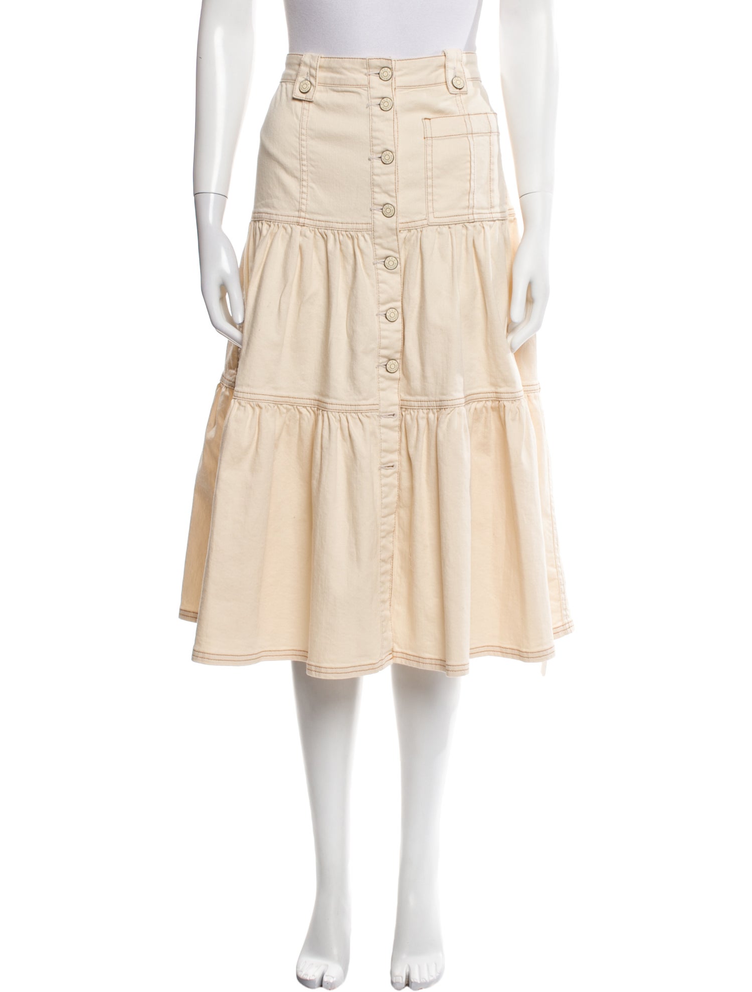 Ulla Johnson Ruffle Embellishment Midi Length Skirt