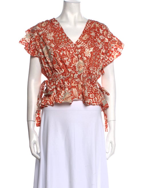 Ulla Johnson Floral Print V-Neck Crop Top