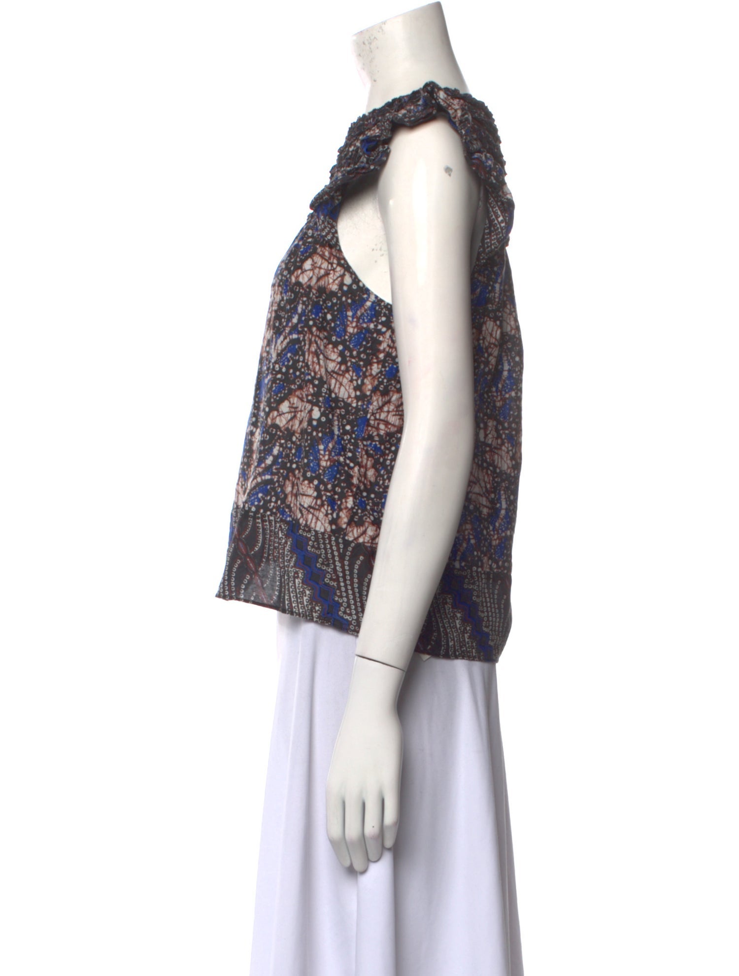 Ulla Johnson Printed Bateau Neckline Crop Top