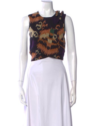 Ulla Johnson Printed Scoop Neck Crop Top