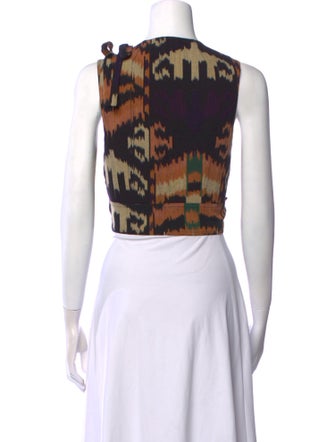 Ulla Johnson Printed Scoop Neck Crop Top