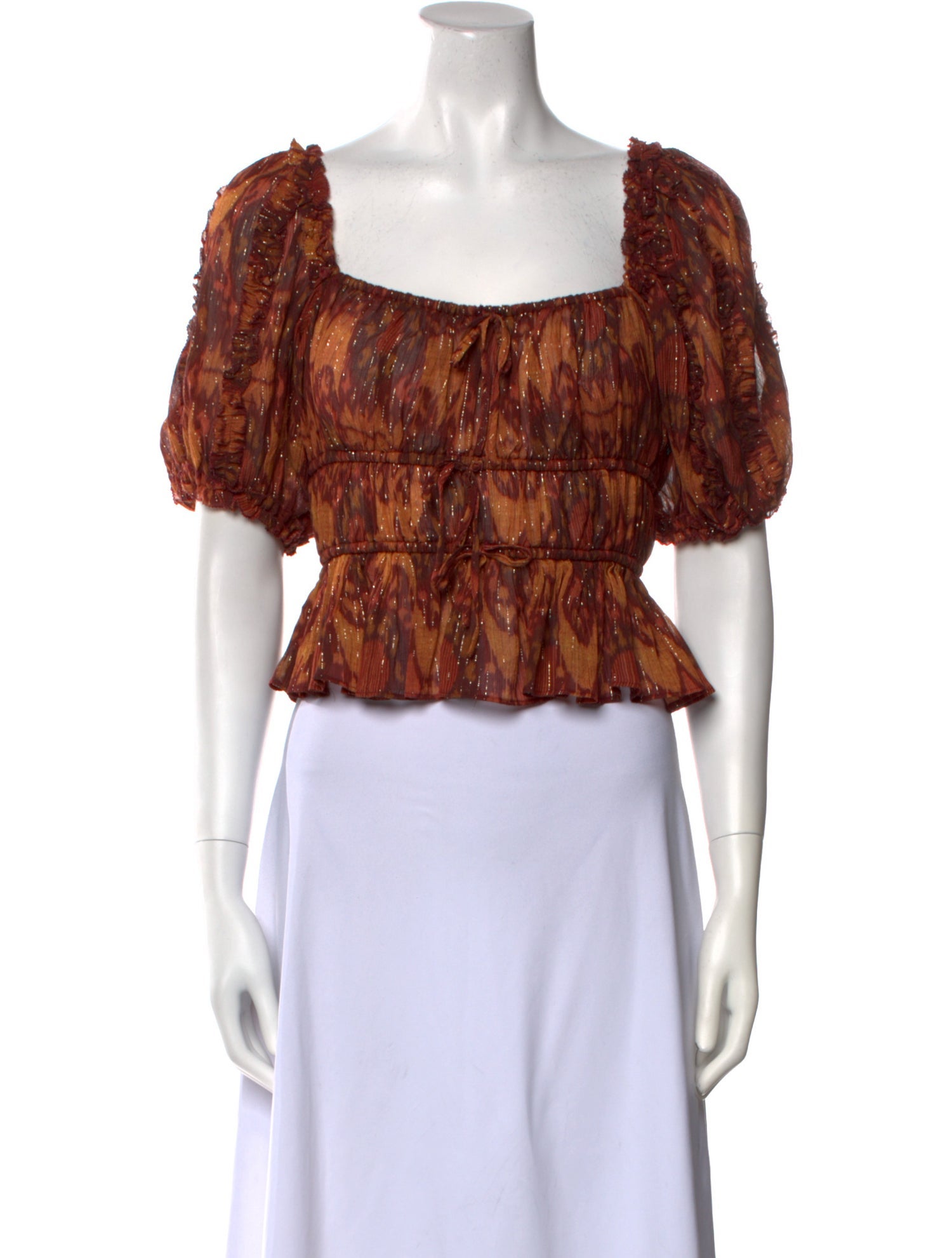 Ulla Johnson Printed Square Neckline Crop Top w/ Tags